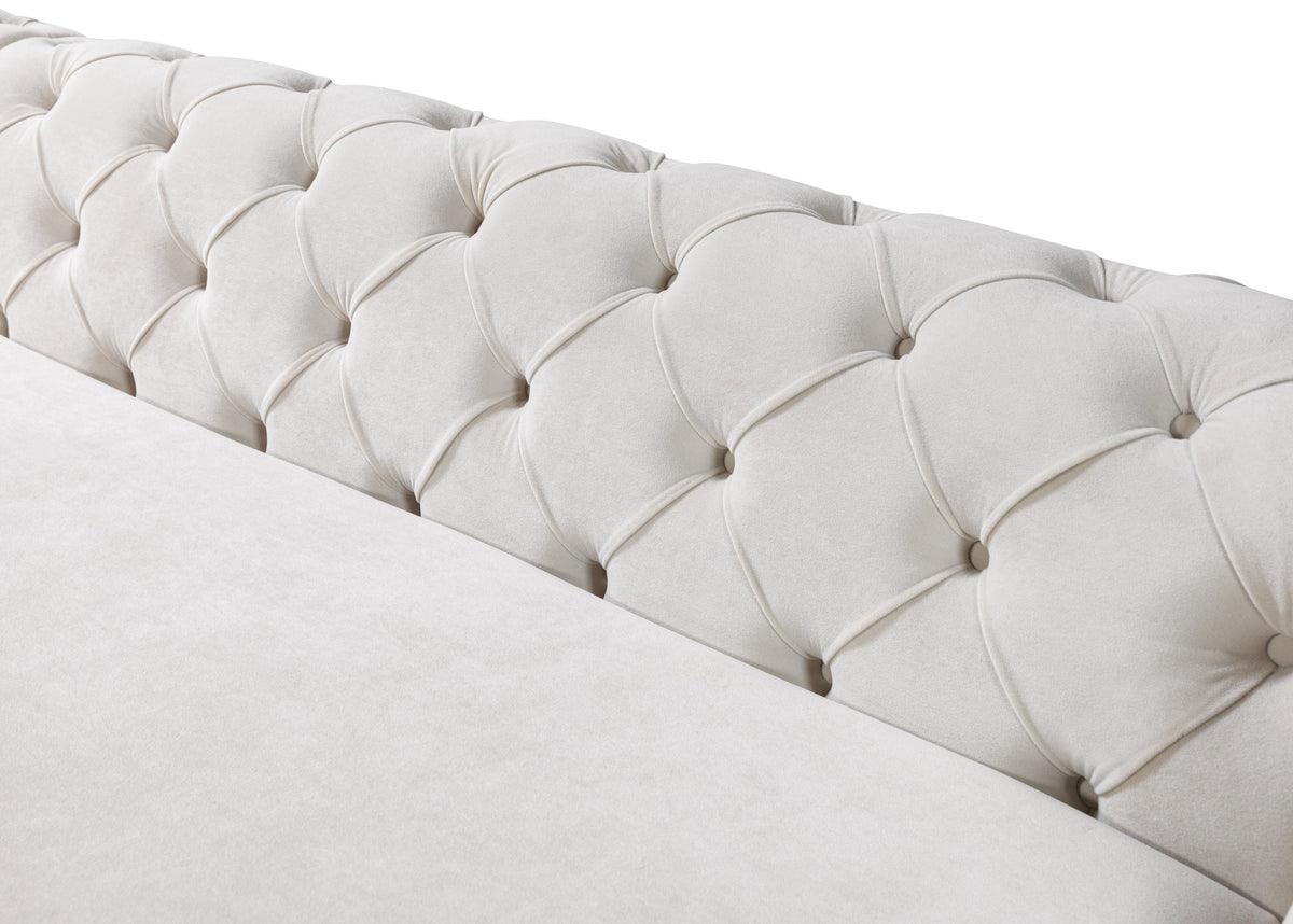Oprah Ivory Velvet Double Chaise Sectional - Ella Furniture