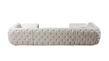 Oprah Ivory Velvet Double Chaise Sectional - Ella Furniture