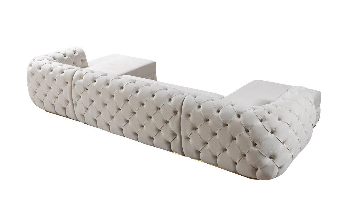 Oprah Ivory Velvet Double Chaise Sectional - Ella Furniture