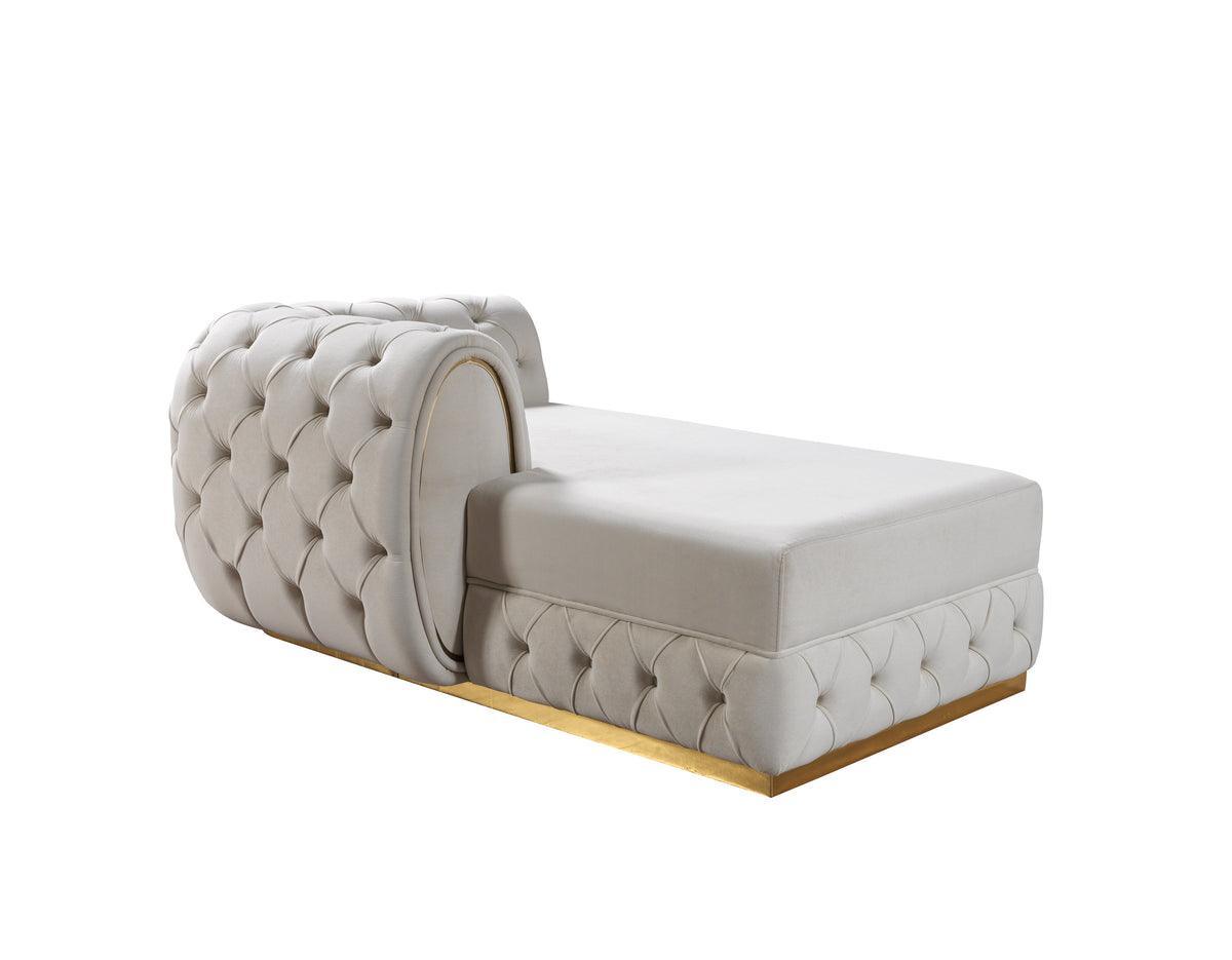 Oprah Ivory Velvet Double Chaise Sectional - Ella Furniture