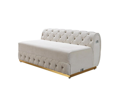 Oprah Ivory Velvet Double Chaise Sectional - Ella Furniture