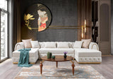 Oprah Ivory Velvet Double Chaise Sectional - Ella Furniture