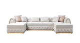 Oprah Ivory Velvet Double Chaise Sectional - Ella Furniture