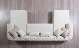 Oprah Ivory Velvet Double Chaise Sectional - Ella Furniture