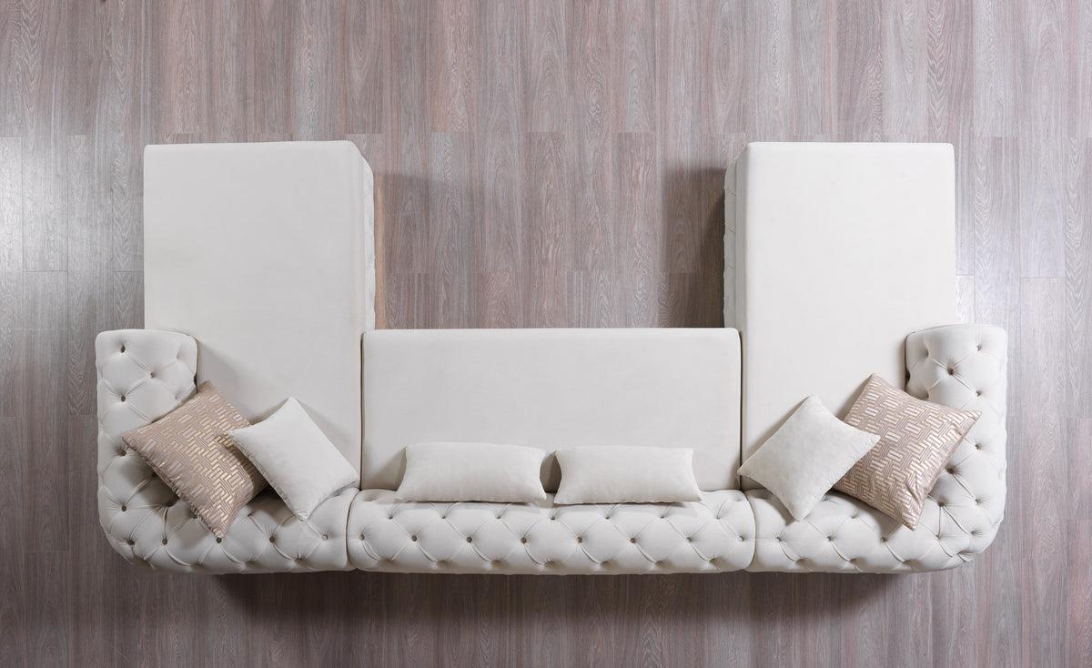 Oprah Ivory Velvet Double Chaise Sectional - Ella Furniture