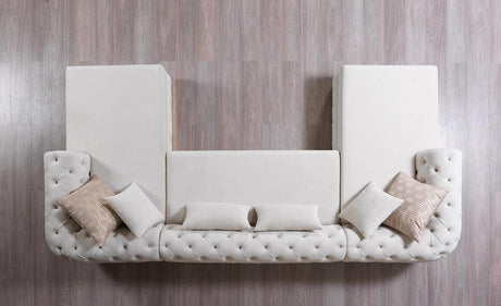 Oprah Ivory Velvet Double Chaise Sectional - Ella Furniture