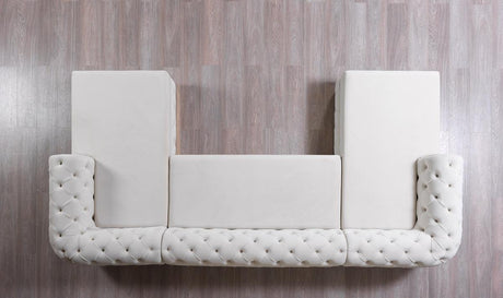 Oprah Ivory Velvet Double Chaise Sectional - Ella Furniture