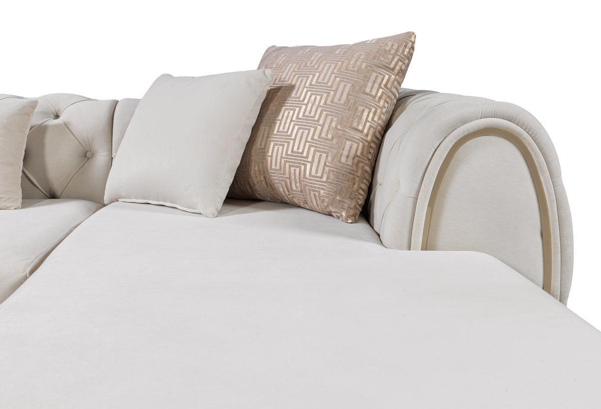 Oprah Ivory Velvet Double Chaise Sectional - Ella Furniture