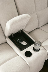 Orlen Winter Performance Fabric,Next-Gen Nuvella™,Chenille Reclining Loveseat with Console from Ella Furniture
