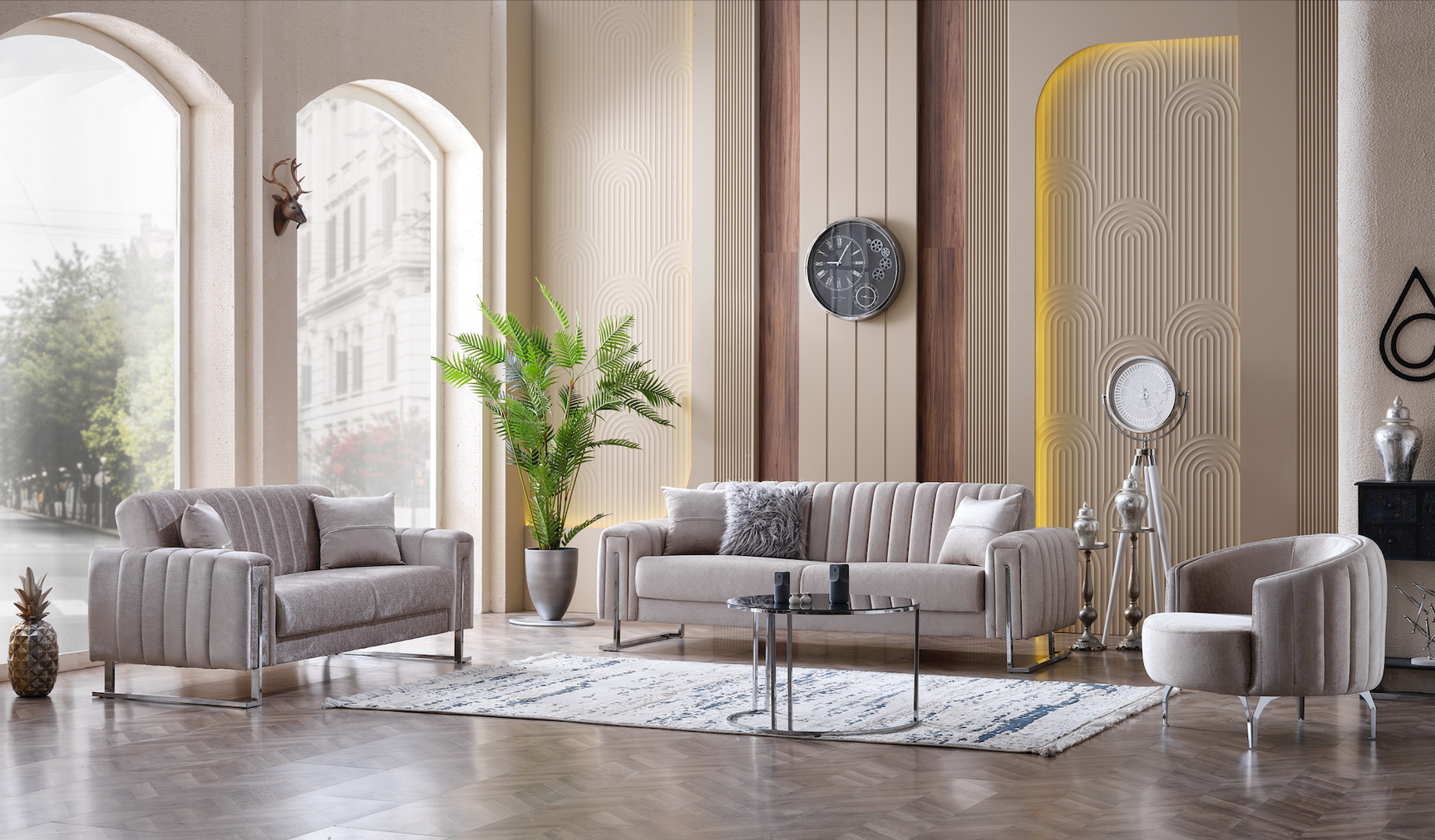 Serena Gray Velvet Living Room Set [ETA: 05/30]