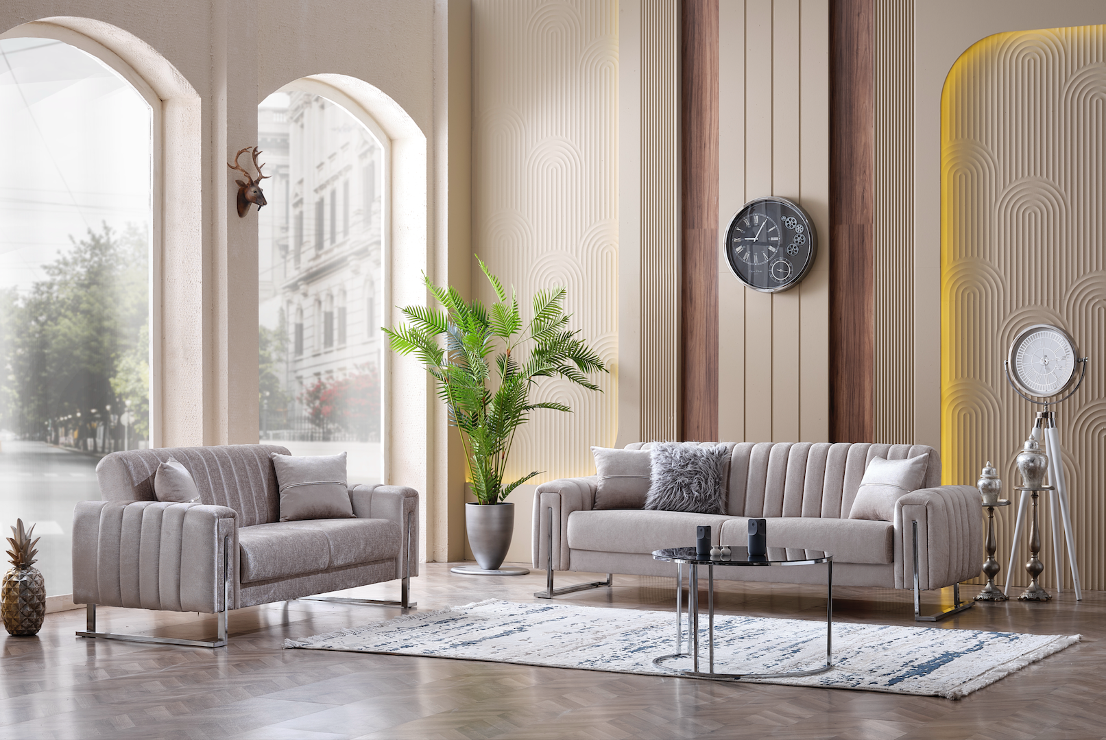 Serena Gray Velvet Living Room Set [ETA: 05/30]