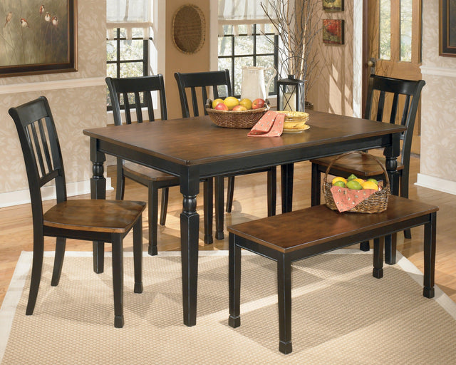 Owingsville Black/brown Rectangular Dining Room Set - Ella Furniture