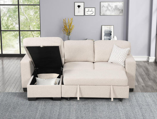Pacific Beige Reversible Sectional w Pull-Out Bed