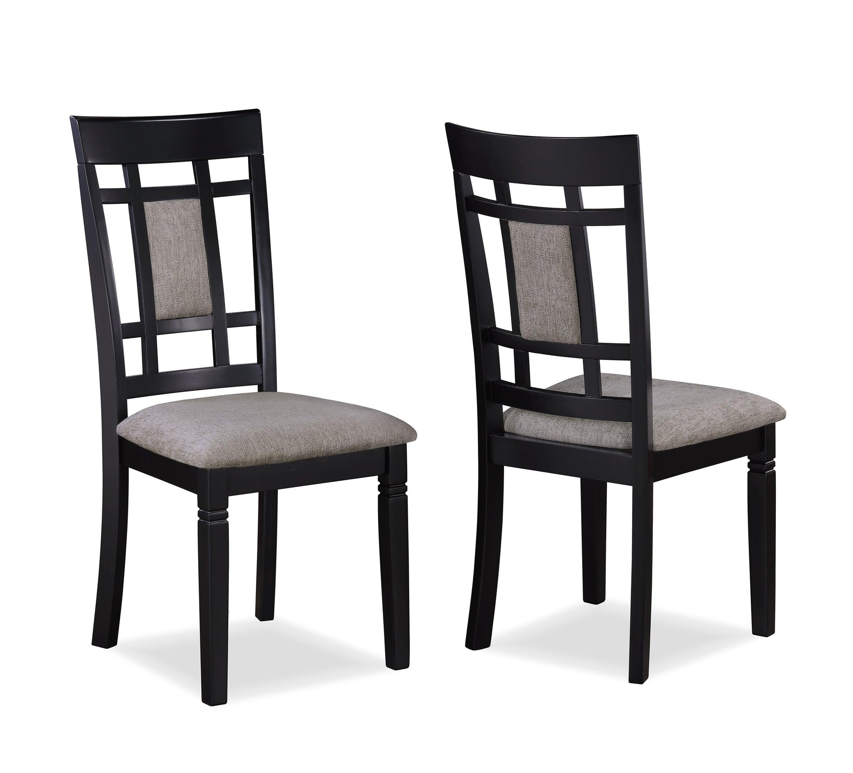 Paige Black/Gray Modern Solid Wood and Veneers Fabric Upholstered Dining Room Set - Ella Furniture
