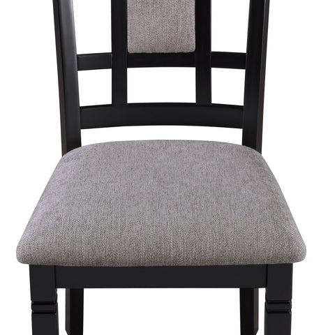 Paige Black/Gray Modern Solid Wood and Veneers Fabric Upholstered Dining Room Set - Ella Furniture