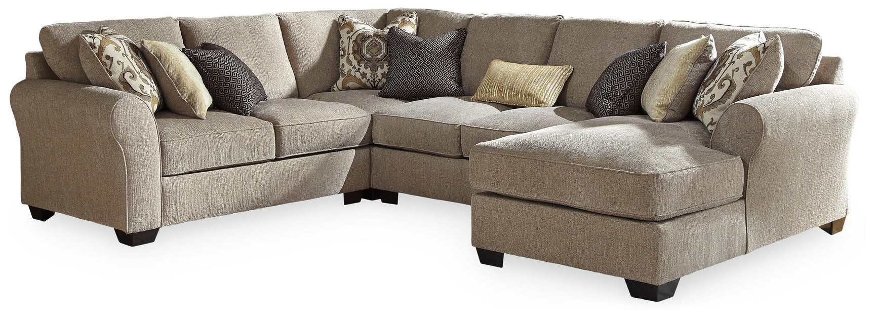 Pantomine Driftwood 4-Piece Sectional With Ottoman - Ella Furniture