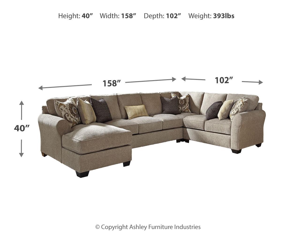 Pantomine Driftwood 4-Piece Sectional With Ottoman PKG010946 - 39122S3 | 3912208 - Ella Furniture