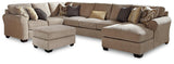 Pantomine Driftwood 4-Piece Sectional With Ottoman PKG010951 - 39122S8 | 3912208 - Ella Furniture