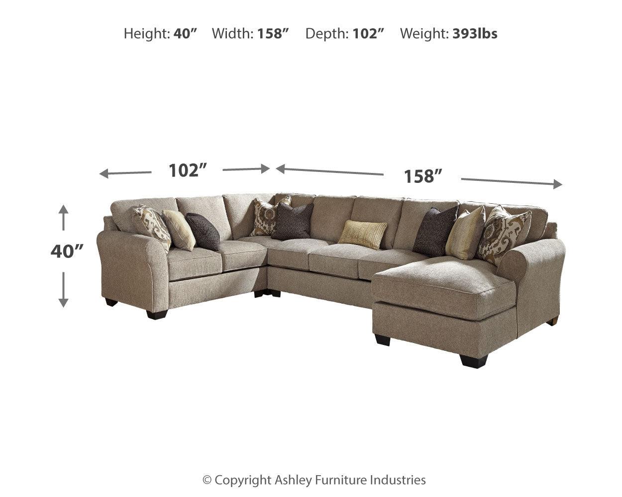 Pantomine Driftwood 4-Piece Sectional With Ottoman PKG010951 - 39122S8 | 3912208 - Ella Furniture