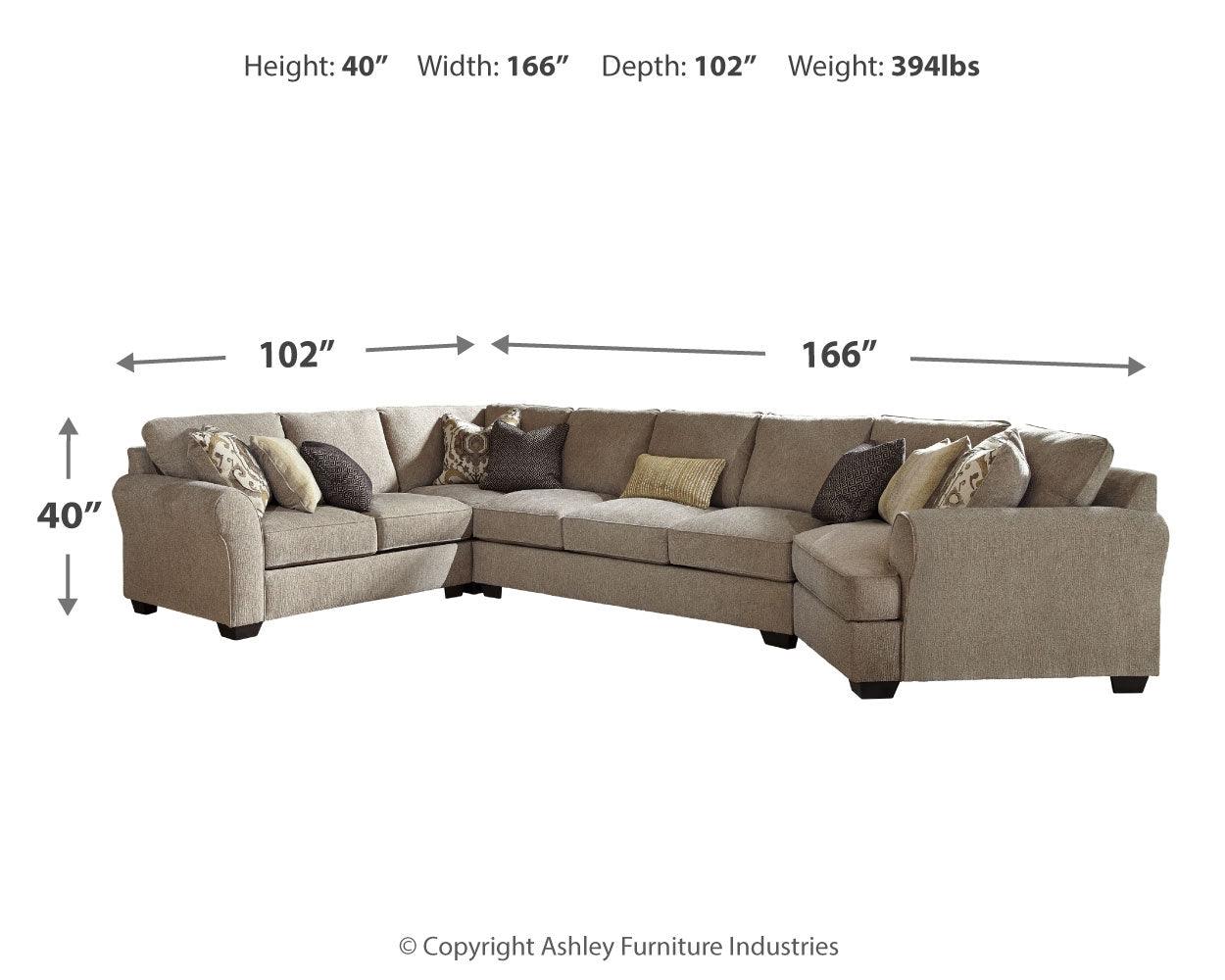 Pantomine Driftwood 4-Piece Sectional With Ottoman PKG010952 - 39122S9 | 3912208 - Ella Furniture