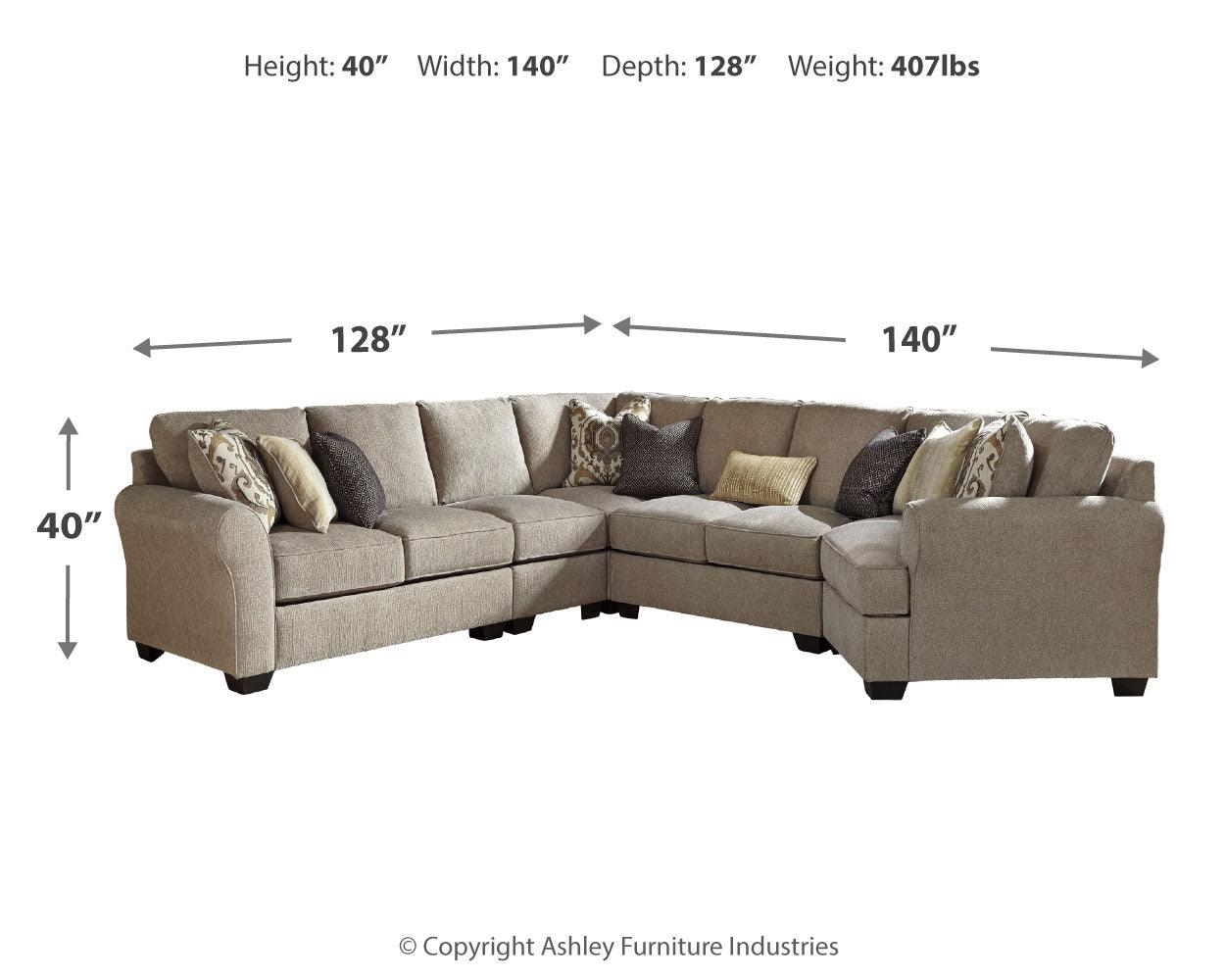 Pantomine Driftwood 5-Piece Sectional With Ottoman - Ella Furniture