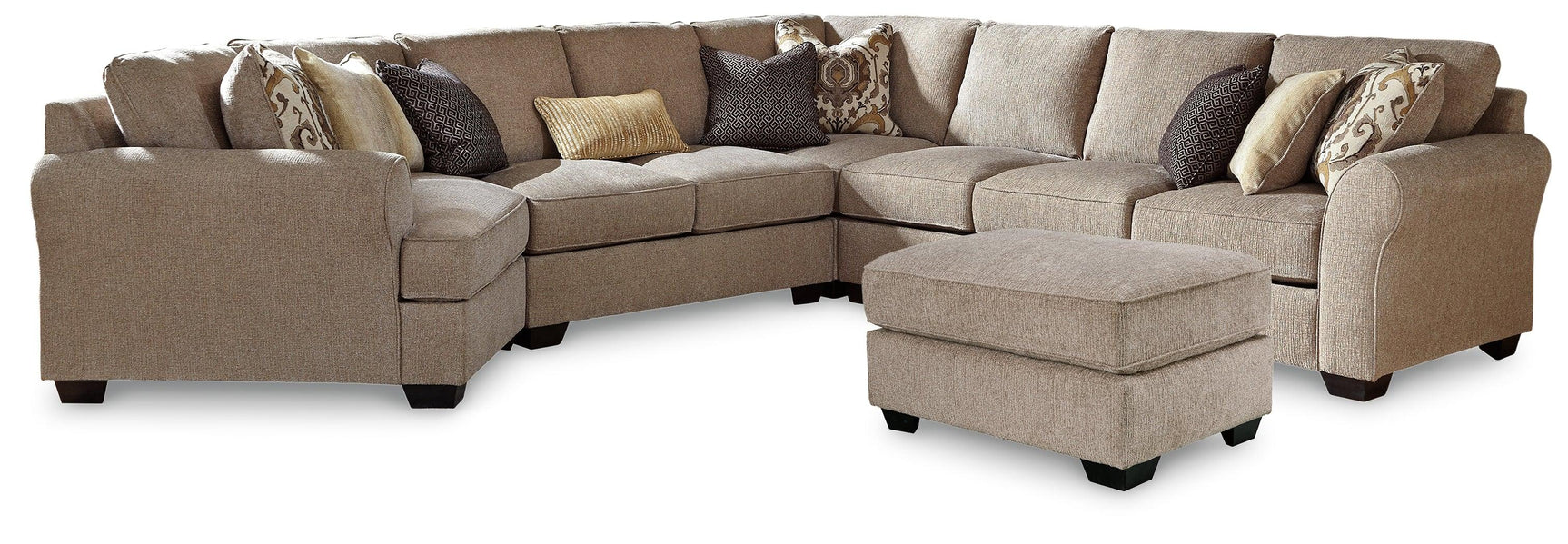 Pantomine Driftwood 5-Piece Sectional With Ottoman PKG010942 - 39122S10 | 3912208 - Ella Furniture