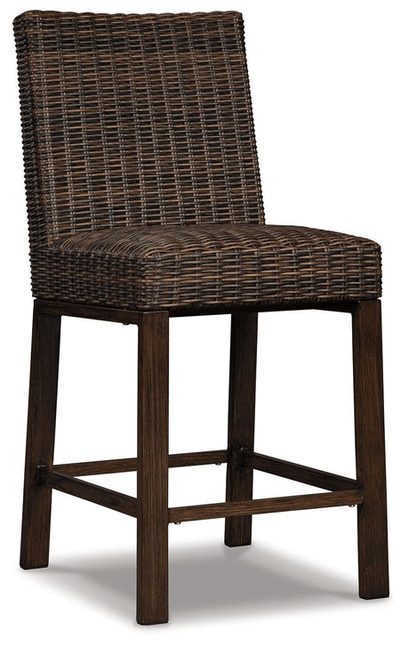 Paradise Medium Brown Trail Outdoor Bar Table And 6 Barstools - Ella Furniture