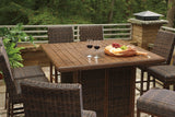 Paradise Medium Brown Trail Outdoor Bar Table And 8 Barstools - Ella Furniture