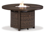 Paradise Medium Brown Trail Outdoor Fire Pit Table And 4 Chairs - Ella Furniture