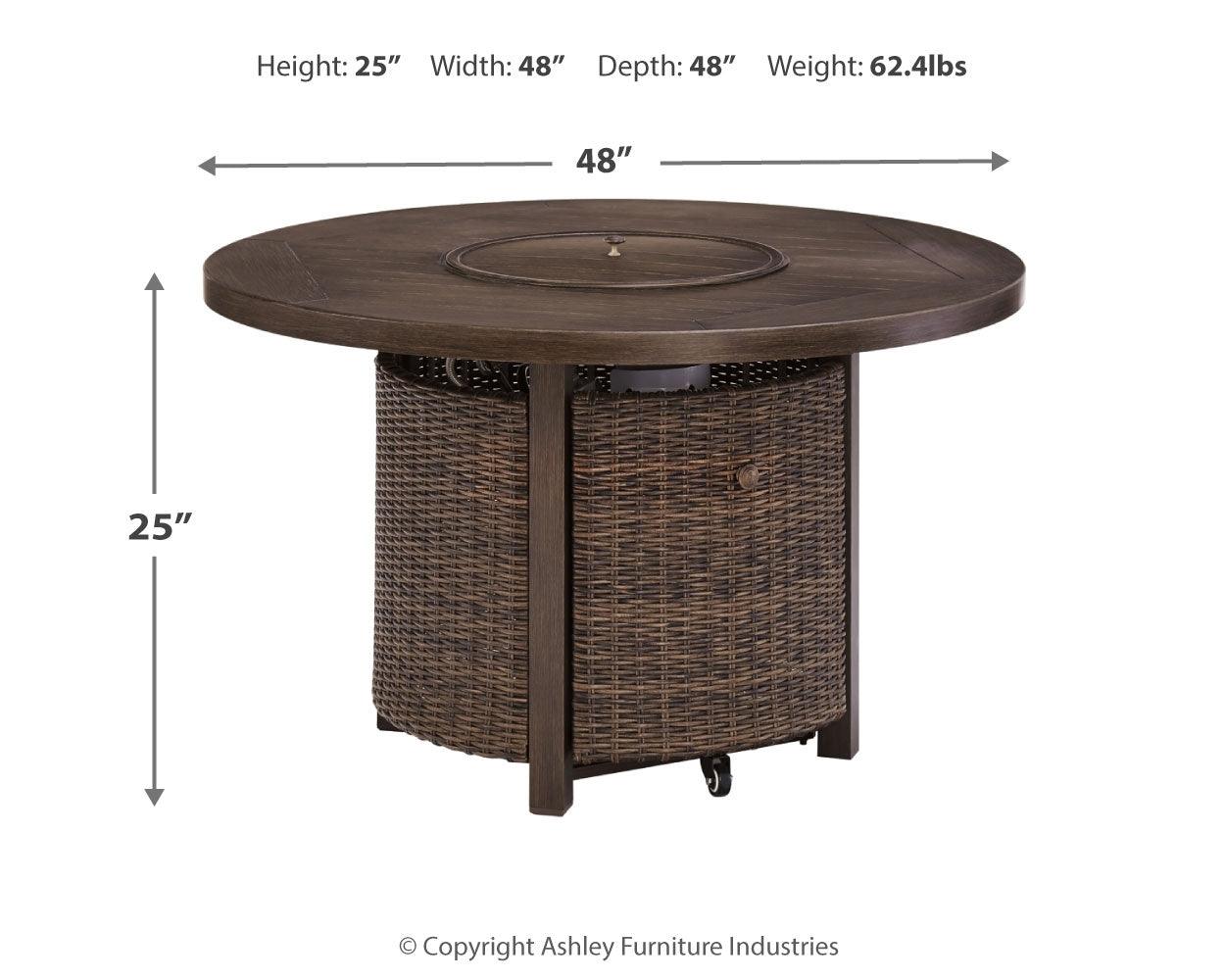 Paradise Medium Brown Trail Outdoor Fire Pit Table And 4 Chairs - Ella Furniture