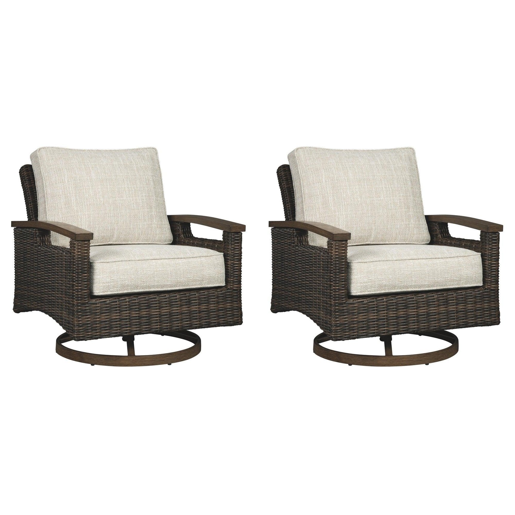 Paradise Medium Brown Trail Outdoor Loveseat And 2 Lounge Chairs With Fire Pit Table - Ella Furniture