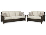 Paradise Medium Brown Trail Outdoor Sofa And Loveseat - Ella Furniture