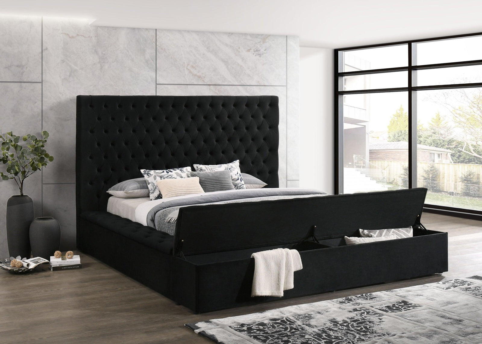 Paris Black Platform Bed - Ella Furniture