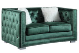 Paris Ii Green Modern Contemporary Wood, Engineered Wood Velvet Tufted Sofa & Loveseat - Ella Furniture