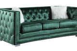 Paris Ii Green Modern Contemporary Wood, Engineered Wood Velvet Tufted Sofa & Loveseat - Ella Furniture