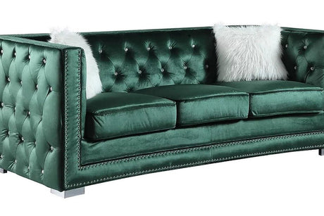Paris Ii Green Modern Contemporary Wood, Engineered Wood Velvet Tufted Sofa & Loveseat - Ella Furniture