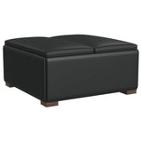 Paris Upholstered Storage Ottoman with Trays Black 910142 - Ella Furniture