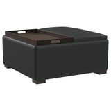 Paris Upholstered Storage Ottoman with Trays Black 910142 - Ella Furniture
