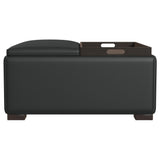 Paris Upholstered Storage Ottoman with Trays Black 910142 - Ella Furniture