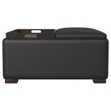 Paris Upholstered Storage Ottoman with Trays Black 910142 - Ella Furniture
