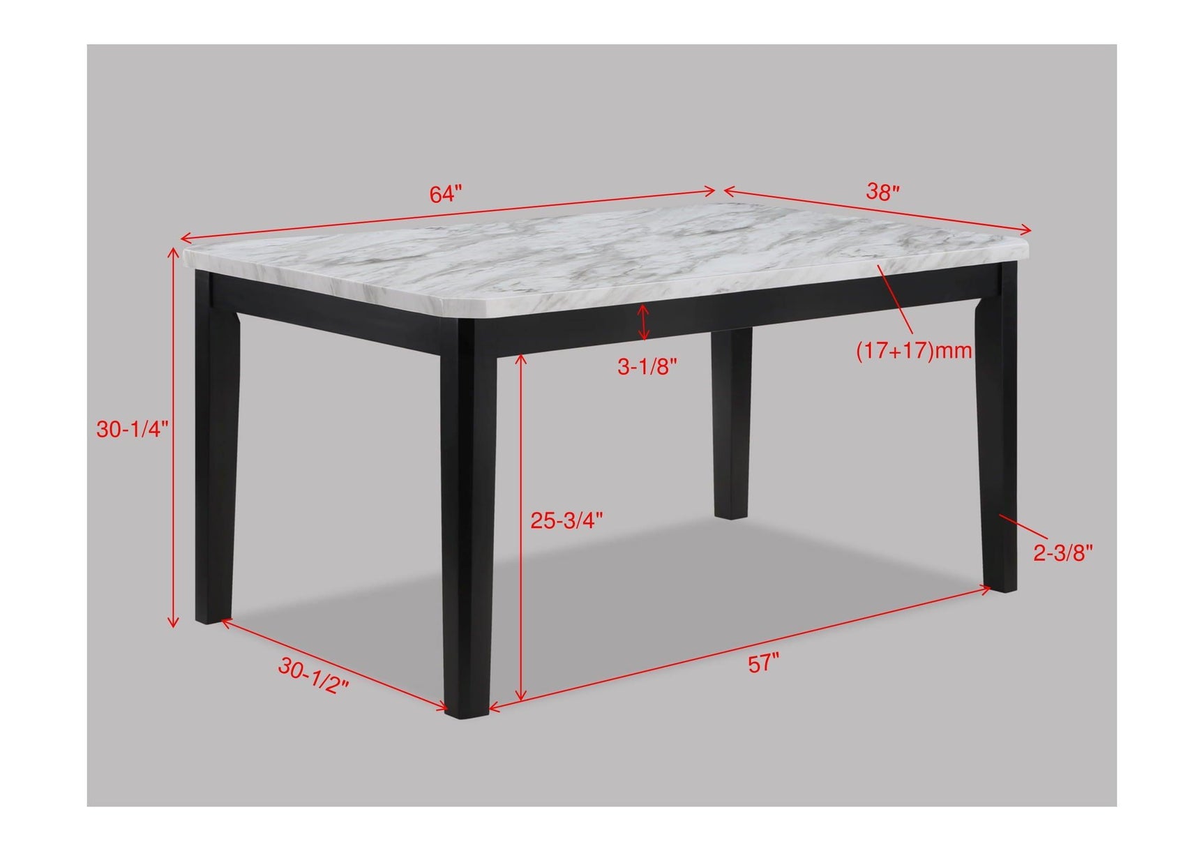 Pascal Gray Marble Faux Modern Wood And Veneers Rectangular Dining Room Set - Ella Furniture