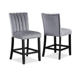 Pascal White-Gray Faux Marble Velvet Seat Rectangular Counter Height Dining Room Set - Ella Furniture