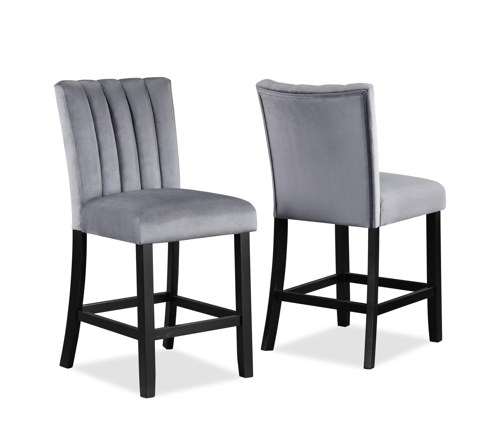 Pascal White-Gray Faux Marble Velvet Seat Rectangular Counter Height Dining Room Set - Ella Furniture