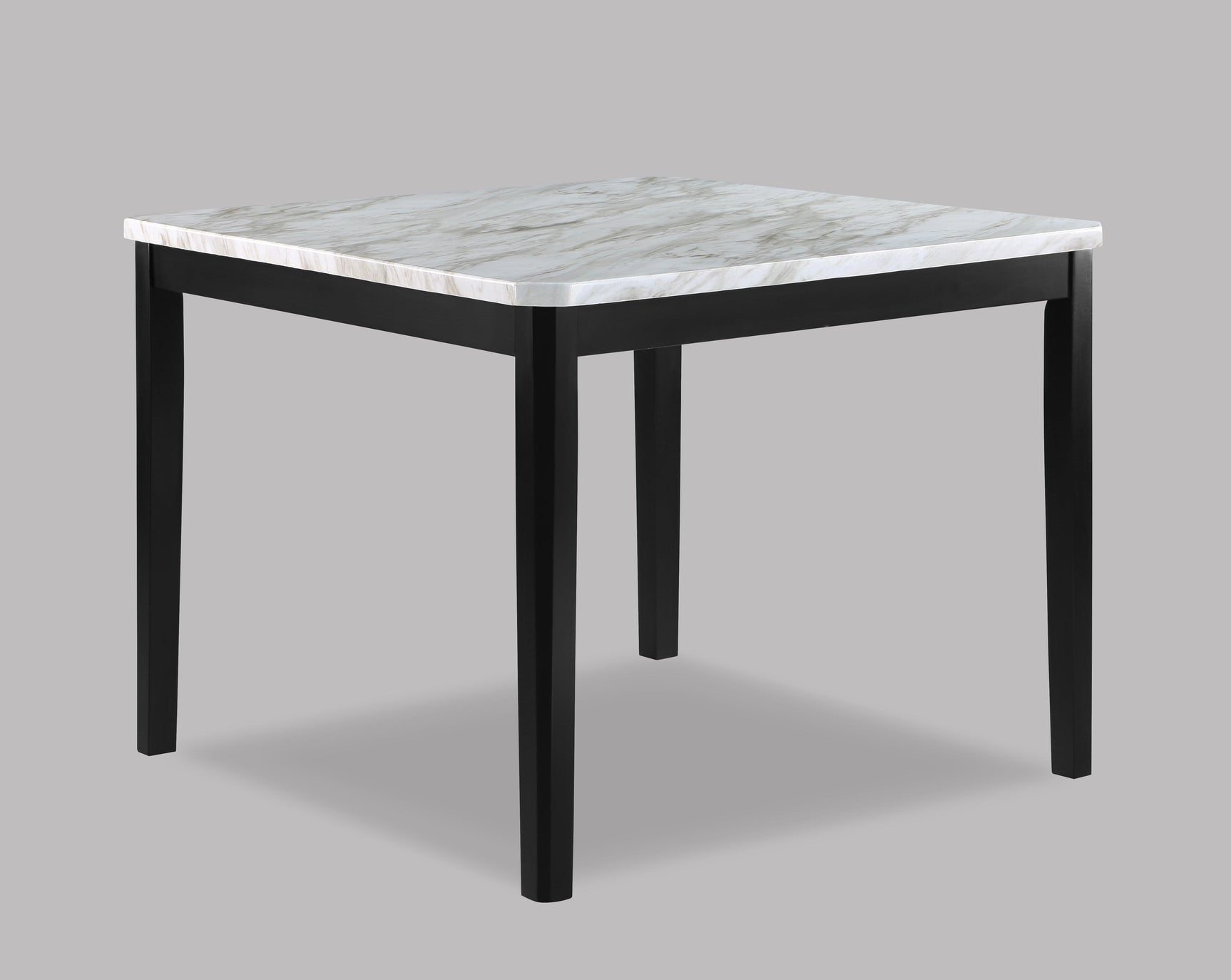 Pascal White-Gray Faux Marble Velvet Seat Rectangular Counter Height Dining Room Set - Ella Furniture