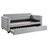 Patricia Boucle Upholstered Twin Day Bed with Trundle Grey 300718 - Ella Furniture