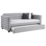 Patricia Boucle Upholstered Twin Day Bed with Trundle Grey 300718 - Ella Furniture