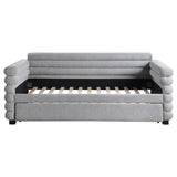 Patricia Boucle Upholstered Twin Day Bed with Trundle Grey 300718 - Ella Furniture