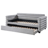 Patricia Boucle Upholstered Twin Day Bed with Trundle Grey 300718 - Ella Furniture