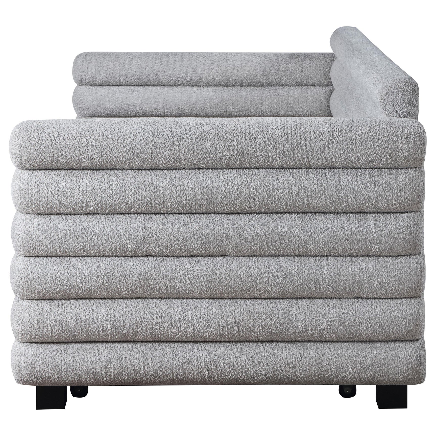 Patricia Boucle Upholstered Twin Day Bed with Trundle Grey 300718 - Ella Furniture