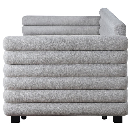 Patricia Boucle Upholstered Twin Day Bed with Trundle Grey 300718 - Ella Furniture